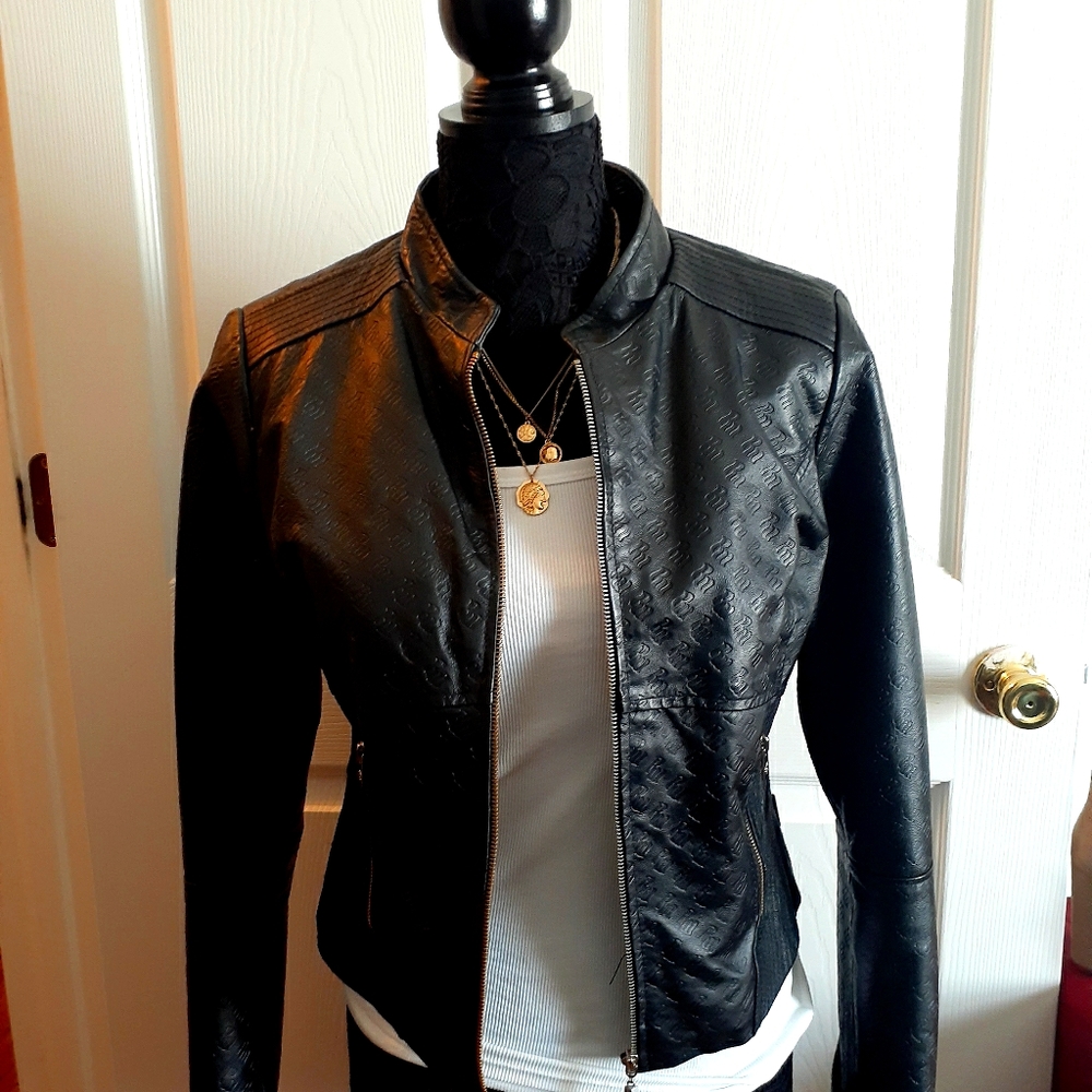 Ladies Rocawear leather jacket Rocawear print